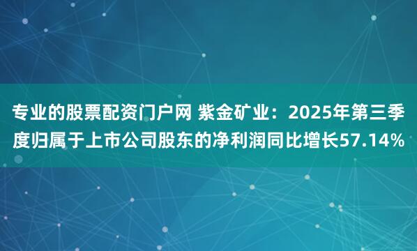 专业的股票配资门户网 紫金矿业：2025年第三季度归属于上市公司股东的净利润同比增长57.14%